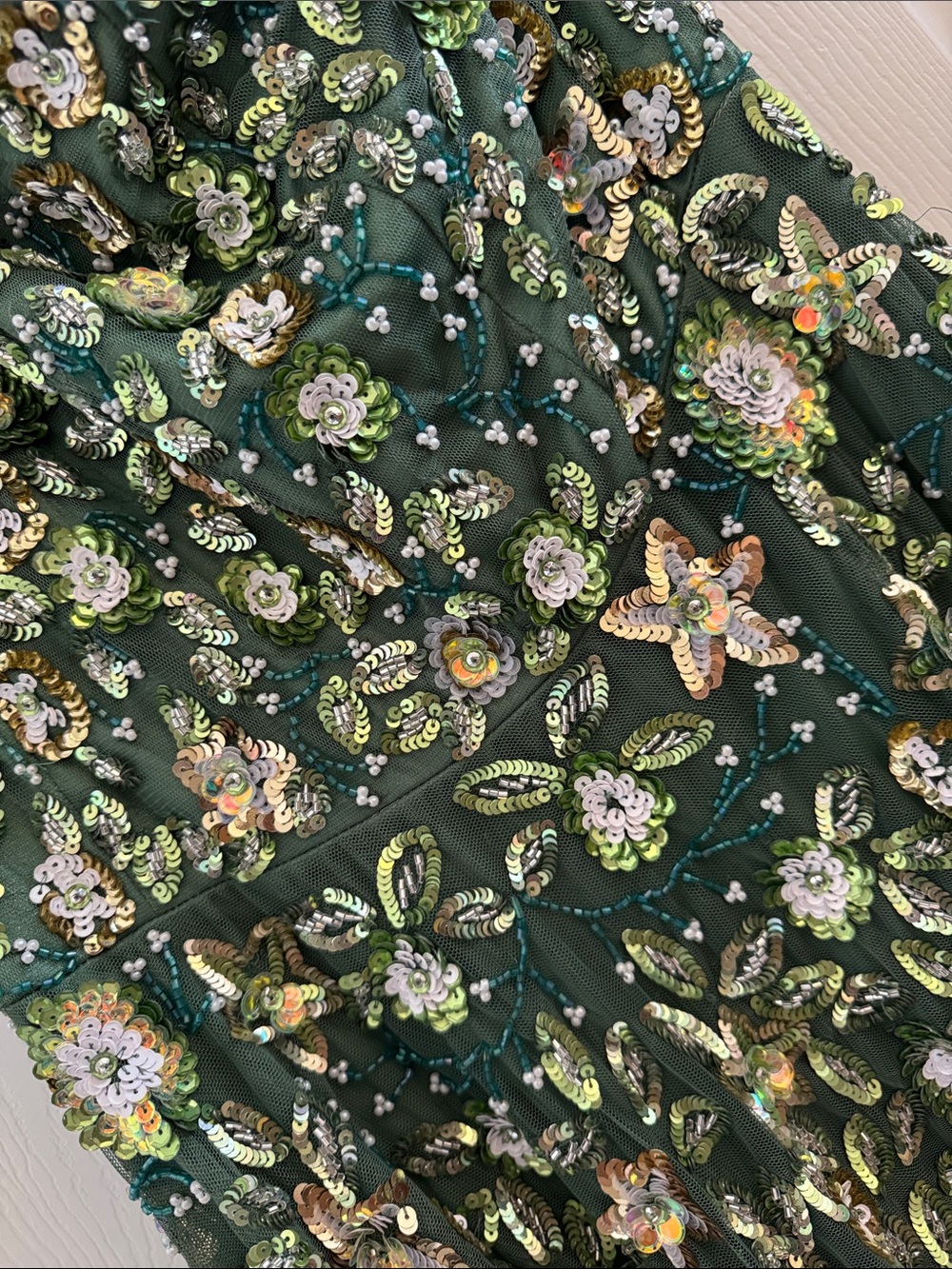 Mac Duggal 6159 Green One Shoulder Embellished A Line Gown Size 14 NWT - Picture 8 of 11